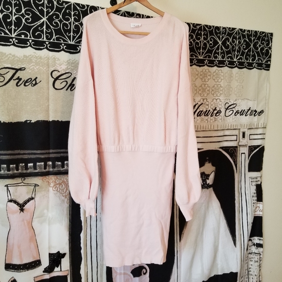 Blush Pink Blouson Top Sweater Dress - Picture 6 of 8